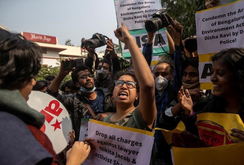 Students in New Delhi protest against environmentalist’s detention ...