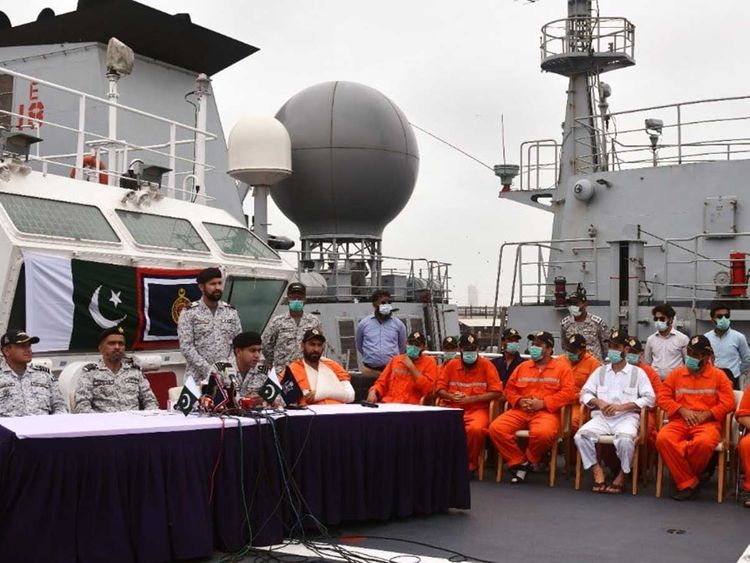 Navy rescues 15 crew members from sinking cargo boat
