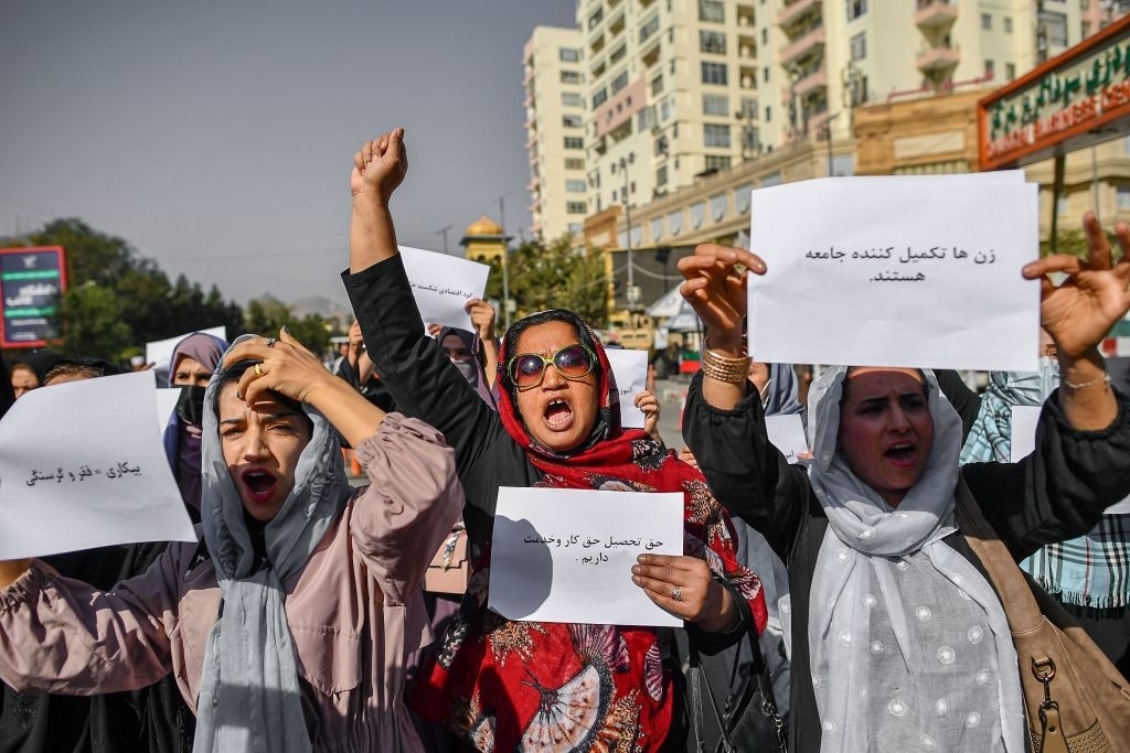 Women protest the world's 'silence' over crisis in Afghanistan