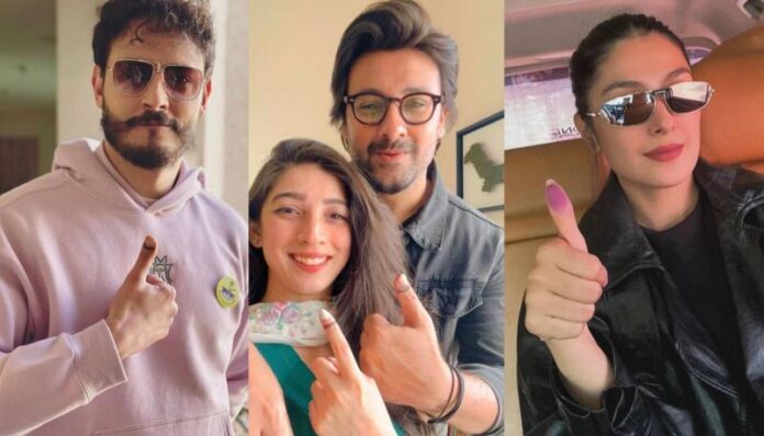 Pakistani Celebrities Cast Votes Urge Fans To Follow Suit In General   Celebs Vote 696x398 