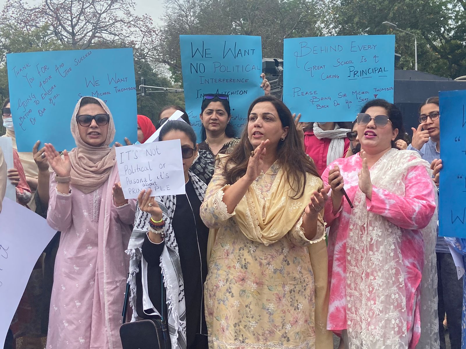 Aitchison College parents protest outside Governor House following Ahad Cheema scandal