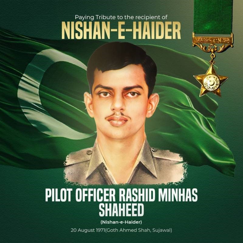 Armed Forces pay tribute to Pilot Officer Rashid Minhas on his 54th Shahadat anniversary