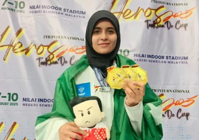 Pakistani athlete makes history with three gold medals at 2025 Taekwondo Championship